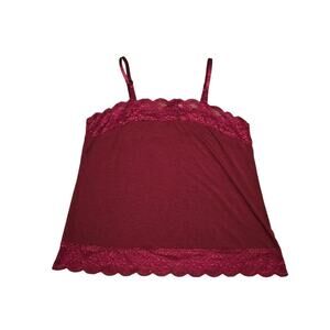 Cato Women 18/20W Red Lace Trim Cami Y2K Fairy Essential Boho Feminine Romantic